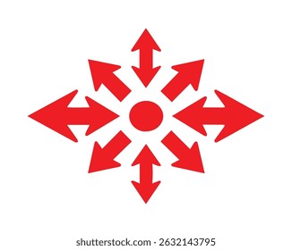 Red Directional Arrows Icon Set for Graphic Design and Navigation, Vector EPS Fully Editable File.