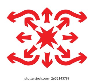 Red Directional Arrows Icon Set for Graphic Design and Navigation, Vector EPS Fully Editable File.