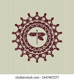Red directions sign icon inside distress rubber grunge stamp