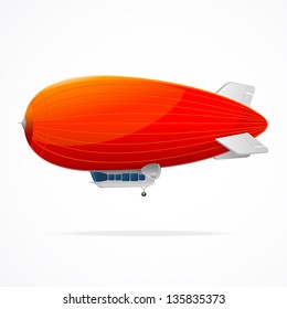 Red dirigible balloon on a white background. Vector illustration