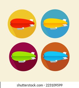 Red dirigible balloon on a white background. Vector illustration