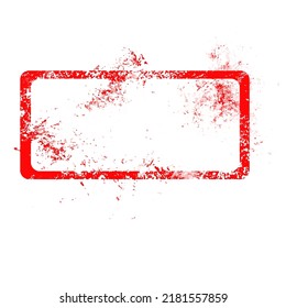 red dirty blank rectangular with copy space isolated on white background