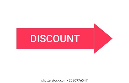 Red Discount Arrow Sign In Flat Vector Illustration Symbolizing Sales Promotion, Special Offers, And Price Reduction, Isolated On White Background