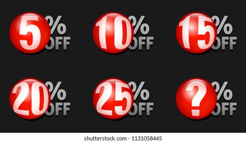 Red discount ball set 5% off to 25% off