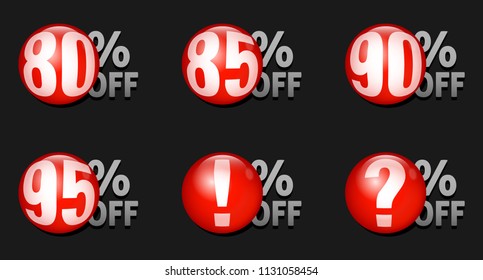 Red discount ball set 80% off to 95% off