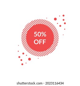 Red Discount Banner or Poster. Special offer price signs, Discount 50% OFF