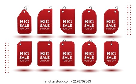 red discount label set collection