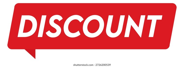 Red discount label speech bubble for promotion template. PNG