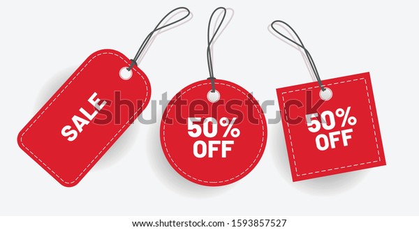 red discount
label with various shape -
Vector