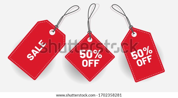 Red discount
label with various shape -
Vector