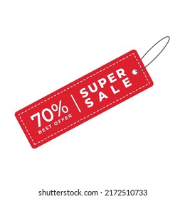 red discount label vector illustration. Super Sale 70 off label design