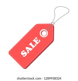 Red discount on product promotion. Label, tag with the inscription sale.