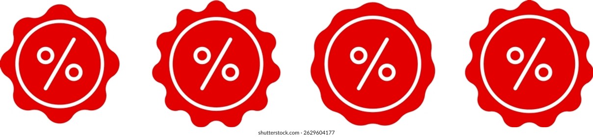 red Discount percent tag icon. sale percentage symbols. Promotion collection. cash and future use online shopping
