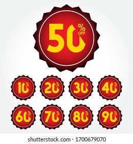Red Discount Price Off Labels