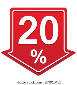 red discount price tag vector illustration with arrows and percents