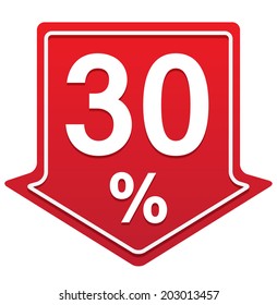 red discount price tag vector illustration with arrows and percents