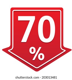 red discount price tag vector illustration with arrows and percents