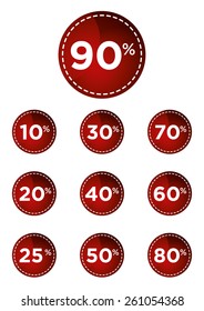 Red discount prices label vector illustration