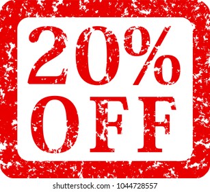 Red Discount stamp 20% OFF