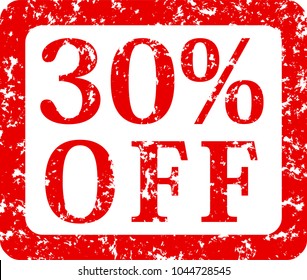 Red Discount stamp 30% OFF