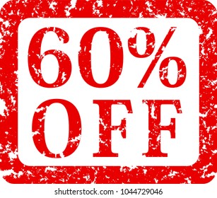 Red Discount stamp 60% OFF