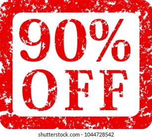 Red Discount stamp 90% OFF