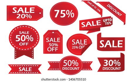 Red Discount Stickers Set Vector Collection Stock Vector (Royalty Free ...