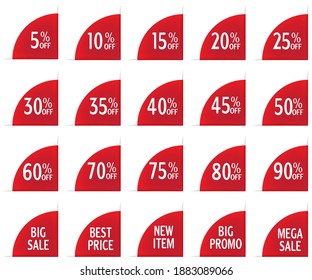 red discount stickers set. vector collection, you can simply change color and size, you can use it in the corner of your selling banner frame