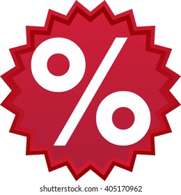 Red discount symbol, star with percentage inside