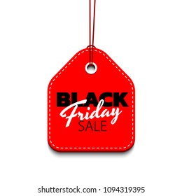 Red discount tag vector illustration. Black Friday sale. Big sale special offer end of season special offer.