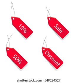 Red discount tags set.