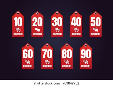 Red discout vector tags - all labels