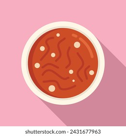 Red dish food icon flat vector. Serving cuisine. Entree gastronomy pottage