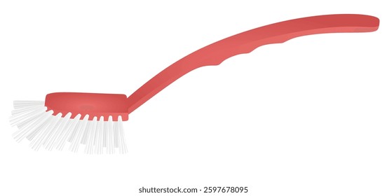 Red dishwashing brush. vector illustration