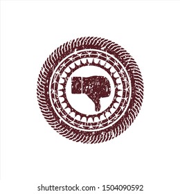 Red dislike icon inside rubber stamp
