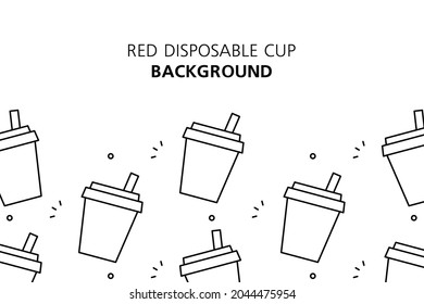 Red disposable cup background. Icon design. Template elements. isolated on white background