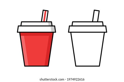 Red disposable cup icon. Isolated on White background