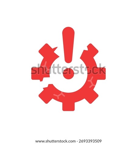 red disruption or malfunction icon like broken gear.