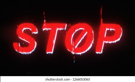 Red distorted stop poster glitch style. - Vector