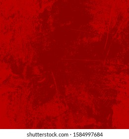 Red Distress urban used texture. Grunge rough dirty background. Brushed black paint cover. Aged grainy messy template. Renovate wall scratched backdrop. Empty aging design element. EPS10 vector.