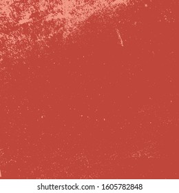 Red Distress urban used texture. Grunge rough dirty background. Brushed black paint cover. Aged grainy messy template. Renovate wall scratched backdrop. Empty aging design element. EPS10 vector.