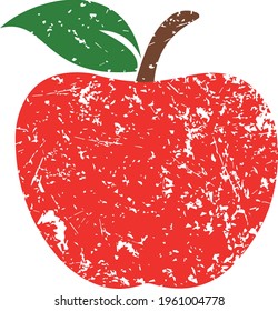Red distressed apple svg vector Illustration isolated on white background. School apple for Cricut and Silhouette.Fruit decoration for shirt and scrapbooking. svg