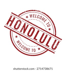 Vermelho angustiado texto do selo circular Bem-vindo ao destino de viagem Honolulu