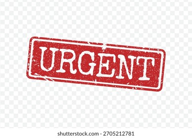Red distressed rubber stamp with bold white slanted text URGENT for priority