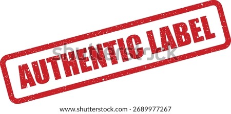 A red distressed stamp featuring 'Authentic Label,' ideal for branding, product packaging, and guaranteeing the legitimacy of an item's origin.