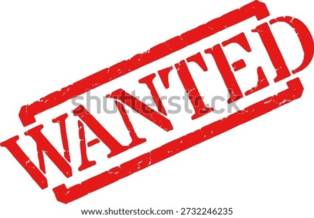Red distressed WANTED vector stamp design