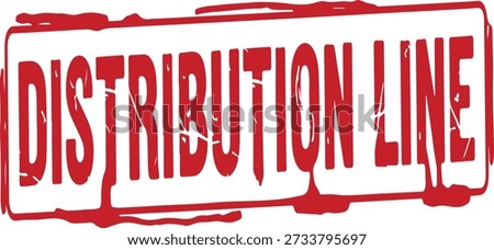 Red distribution line stamp text on transparent background