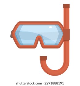 Red dive mask icon cartoon vector. Water travel. Swim summer