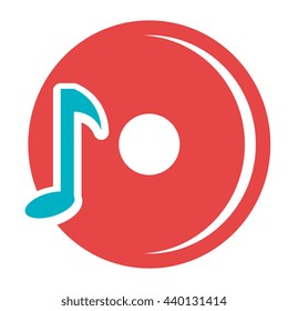 red dj disco with blue music note over isolated background,vector illustration