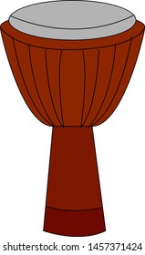Red djembe, illustration, vector on white background.